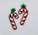 1 pair, Chunky Acrylic Christmas Theme Earring, Candy Cane Earring