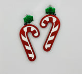 1 pair, Chunky Acrylic Christmas Theme Earring, Candy Cane Earring