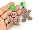 1 pair, Chunky Acrylic Christmas Theme Earring, Gingerbread Boy Earring