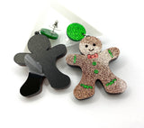 1 pair, Chunky Acrylic Christmas Theme Earring, Gingerbread Boy Earring