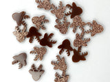 10 pcs,  Approx 12-14mm mixed Die Cut Glittered Christmas Acrylic Deer Gingerbread Man Tree