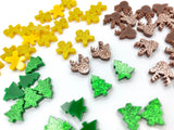 10 pcs,  Approx 12-14mm mixed Die Cut Glittered Christmas Acrylic Deer Gingerbread Man Tree