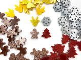 10 pcs,  Approx 12-14mm mixed Die Cut Glittered Christmas Acrylic Deer Gingerbread Man Snowflakes