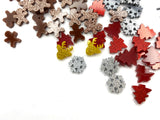 10 pcs,  Approx 12-14mm mixed Die Cut Glittered Christmas Acrylic Deer Gingerbread Man Snowflakes