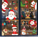 Merry Christmas Window Wall Stickers Santa Claus Deer Xmas Tree Snowflake Stickers Ornaments