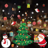 Merry Christmas Window Wall Stickers Santa Claus Deer Xmas Tree Snowflake Stickers Ornaments IX
