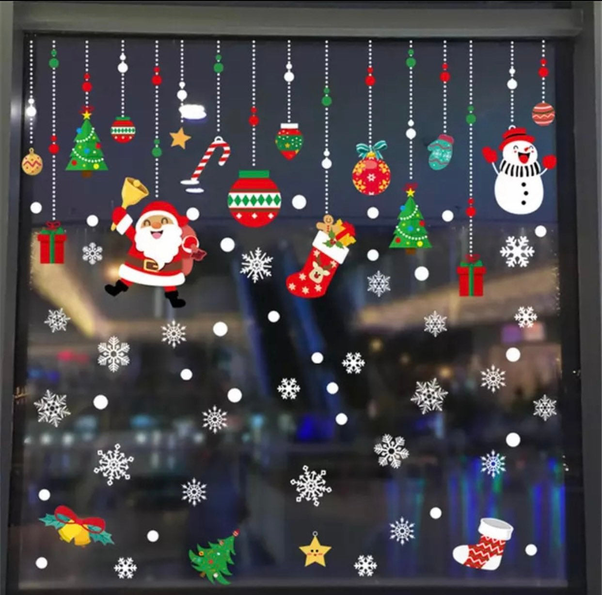 Merry Christmas Window Wall Stickers Santa Claus Deer Xmas Tree Snowflake Stickers Ornaments XII
