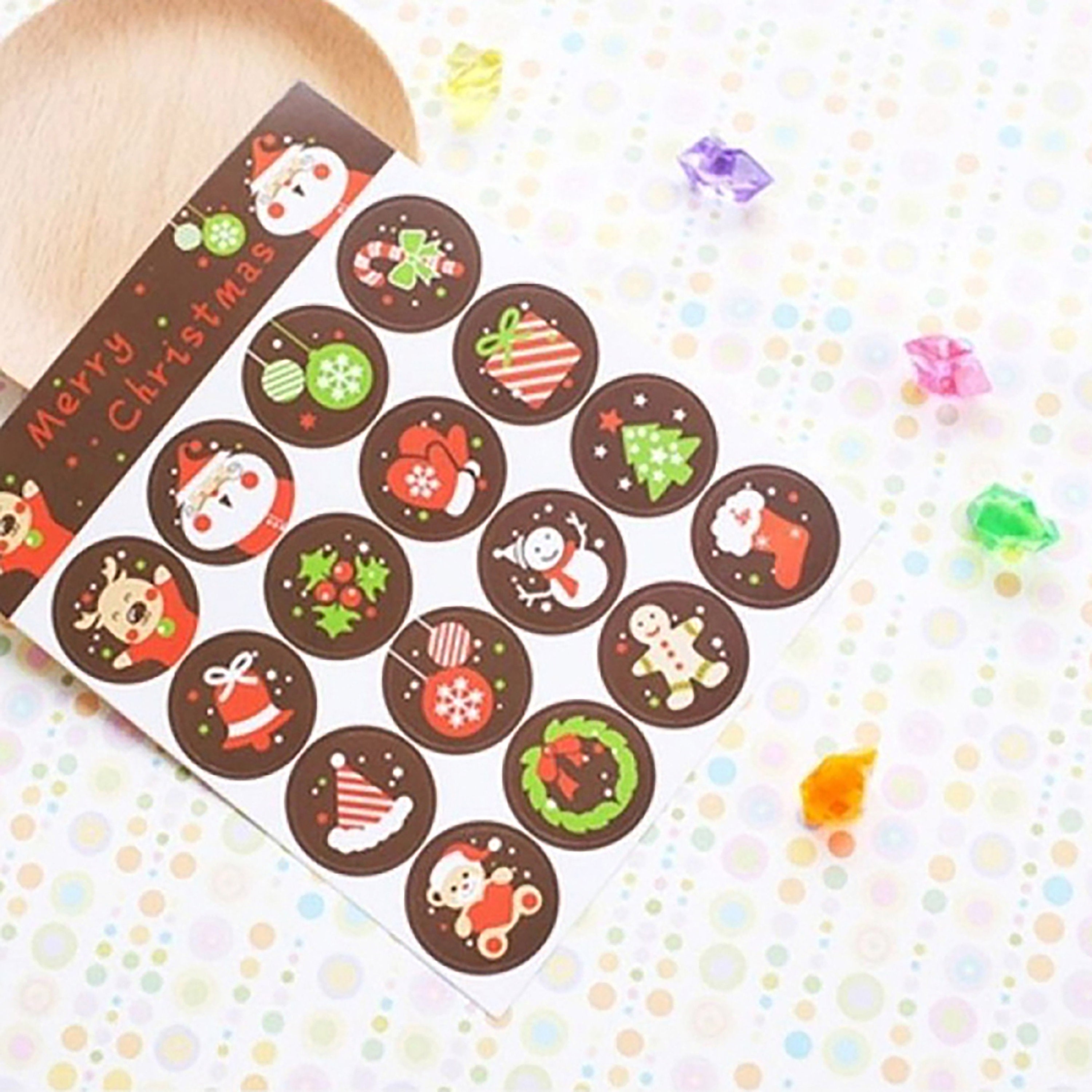 5 Sheets (16 stickers /sheets), 30mm, Round Self Adhesive Santa Christ ...