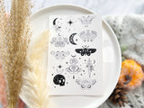 1 Sheet, Approx 14x90cm, Mystical Moth Mystical Themed Water Decal Image Transfer for Polymer Clay / Ceramics