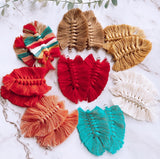 1 pair, Macrame Leaf Tassel Earring Pendant Decorations, With Unwelded Iron Jump Rings, Golden - Choose your colour