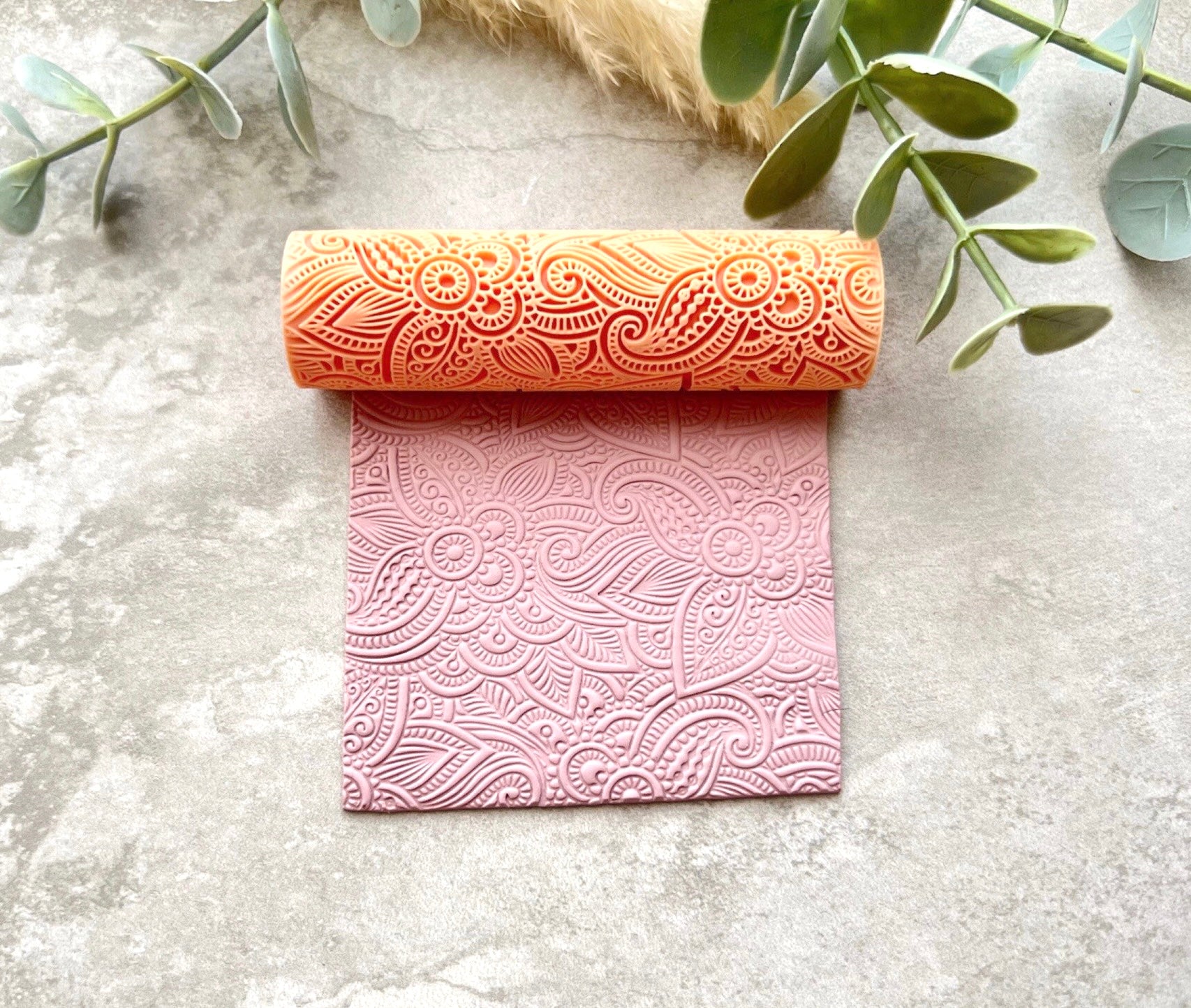 Floral Mandala Style Print Texture Roller |  Polymer Clay Roller | Clay Roller