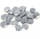 10pcs, 12mm Cabochons, in black and white stripes print