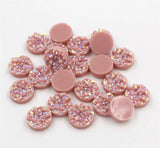 10pcs, 12mm Resin Cabochons, Flat Round, AB colour in Blush