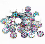10pcs, 12mm Cabochons, in Mixed print
