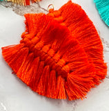 1 pair, Macrame Leaf Tassel Earring Pendant Decorations, With Unwelded Iron Jump Rings, Golden - Choose your colour