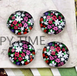 10pcs, 12mm Cabochons, in floral print
