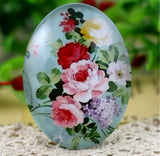1pc, 30x40mm, Big Handmade Floral Photo Glass Cabochons, Oval