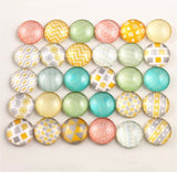 10pcs, 12mm Cabochons, in Mixed print