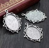 2pcs, 18x25mm Inner Size  Classic Style Cameo Cabochon Base Setting Charms Pendant necklace findings - choose your colour