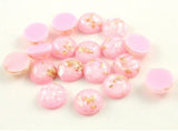 10pcs, 12mm Foiled Cabochons, in pink