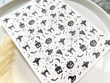 1 Sheet, Approx 13x90cm, Mixed Halloween Themed Water Decal Image Transfer for Polymer Clay / Ceramics
