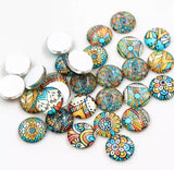 10pcs, 12mm Cabochons, in Mixed print