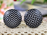 2pcs, 20mm Geometric Prints Glass Cabochons