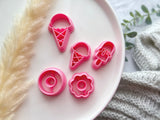 Summer Themed Cutters • Donut Ice Cream Popsicle Shapes Polymer Clay Cutter • Fondant Cutter • Cookie Cutter • CS1005