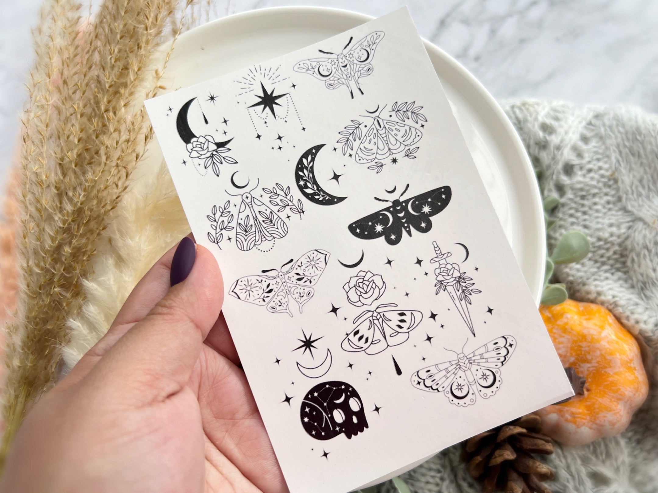 1 Sheet, Approx 14x90cm, Mystical Moth Mystical Themed Water Decal Image Transfer for Polymer Clay / Ceramics