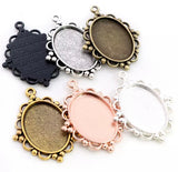 2pcs, 18x25mm Inner Size  Classic Style Cameo Cabochon Base Setting Charms Pendant necklace findings - choose your colour