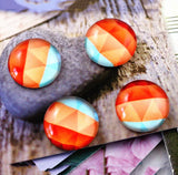 10pcs, 12mm Cabochons, in geometric print