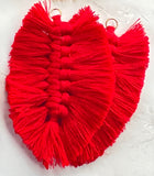 1 pair, Macrame Leaf Tassel Earring Pendant Decorations, With Unwelded Iron Jump Rings, Golden - Choose your colour