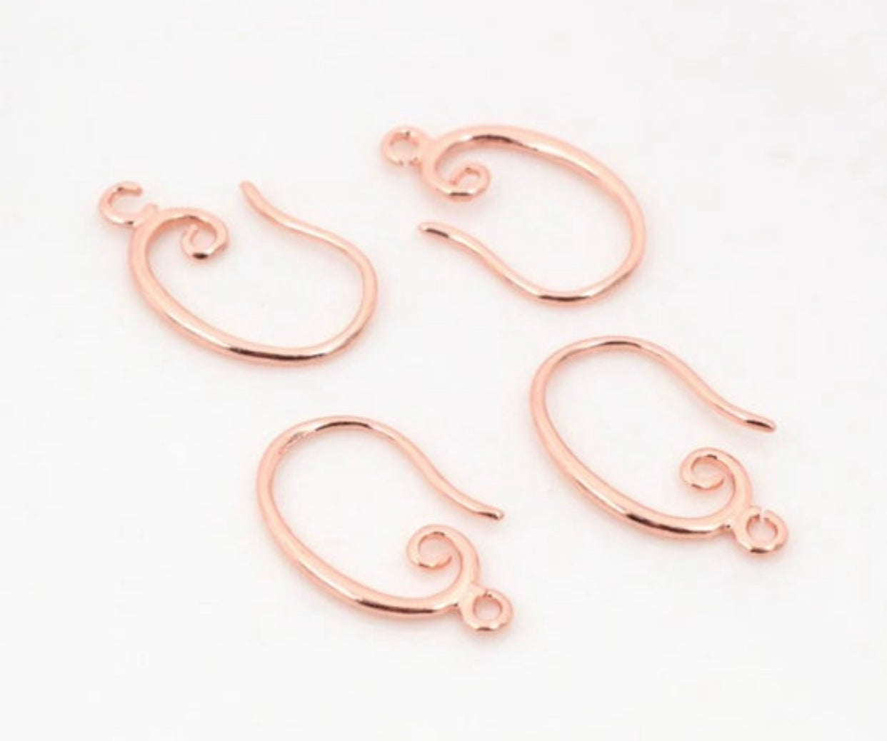 1 pair (2pcs), 27x18mm,  Lead Free and Nickel Free Copper Ear Hooks Earring Wires in Rose Gold