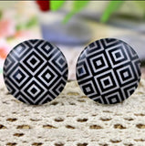 2pcs, 20mm Geometric Prints Glass Cabochons