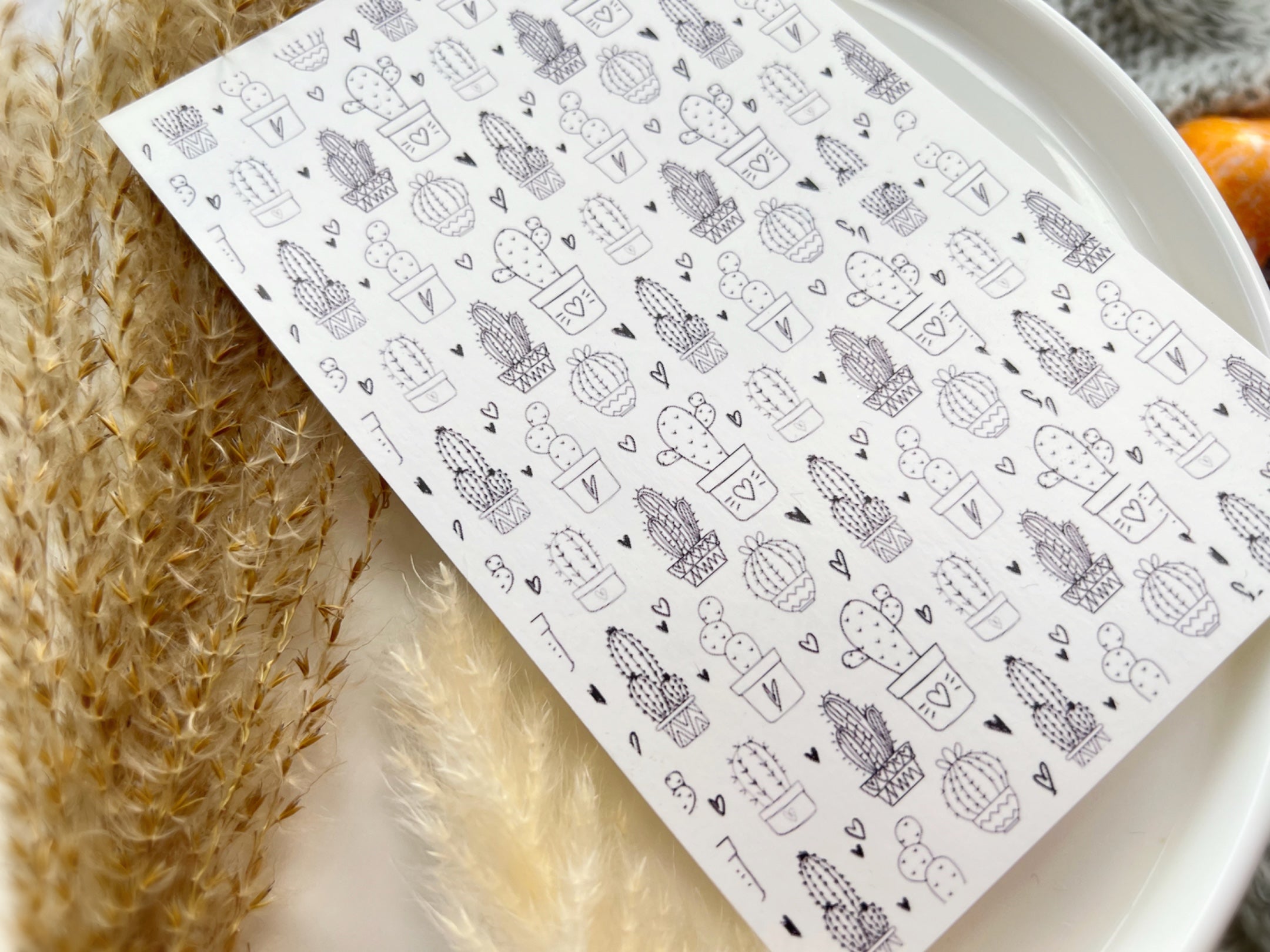 1 Sheet, Approx 13x90cm, Cactus Print Water Decal Image Transfer for Polymer Clay / Ceramics