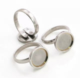 2pcs, 12mm, Stainless Steel Adjustable Ring Settings Blank/Base,Fit 12mm Glass Cabochons