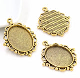 2pcs, 18x25mm Inner Size  Classic Style Cameo Cabochon Base Setting Charms Pendant necklace findings - choose your colour
