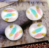 10pcs, 12mm Cabochons, in feather print