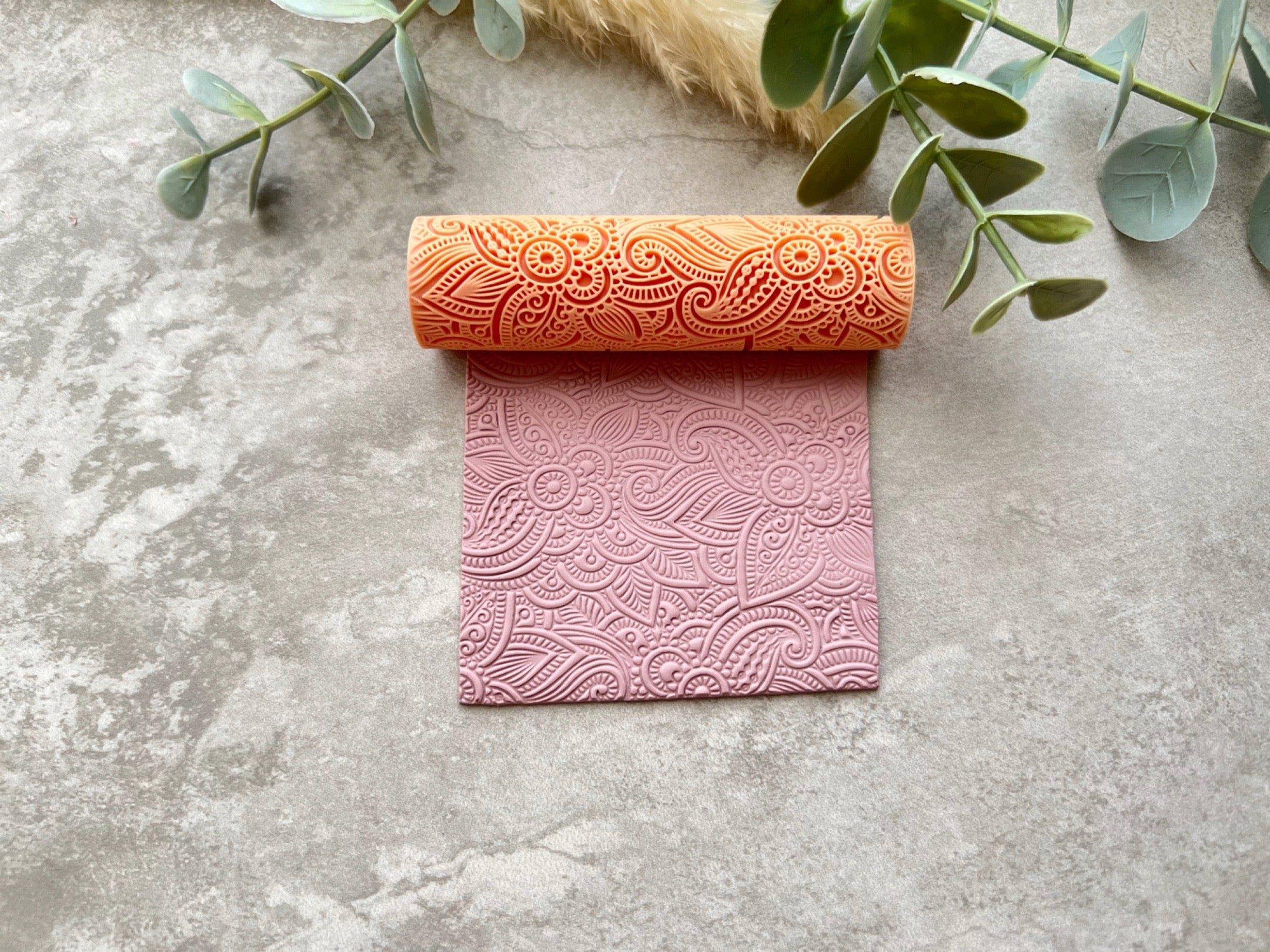 Floral Mandala Style Print Texture Roller |  Polymer Clay Roller | Clay Roller