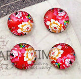 10pcs, 12mm Cabochons, in floral print