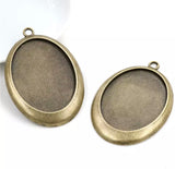 1pc, 30x40mm, Big Cabochon Settings in Antique Bronze