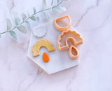 Dome, Curly Arc & Drop Shaped Set Polymer Clay  Cutter | Fondant Cutter | Cookie Cutter