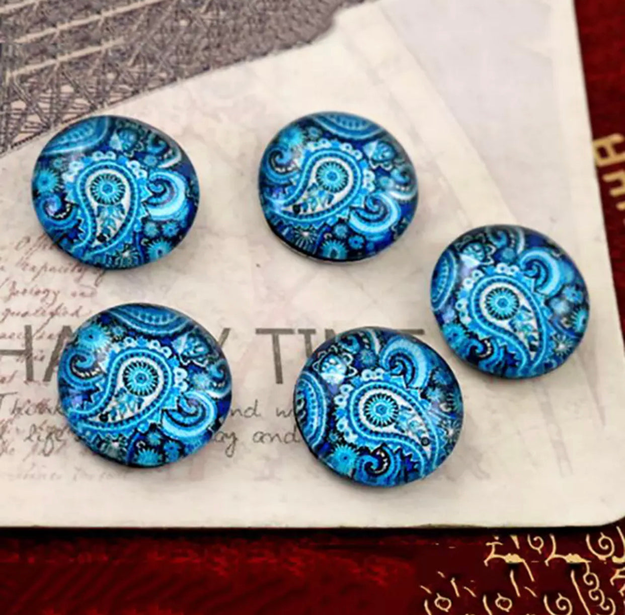 12mm Cabochons, in mixed print
