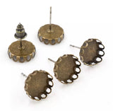 2 pairs, 12mm Antique Bronze Plated // Earstud with curved border // Blank/Base // Fit 12mm Glass Cabochons // Buttons