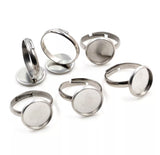 2pcs, 12mm, Stainless Steel Adjustable Ring Settings Blank/Base,Fit 12mm Glass Cabochons