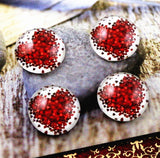 10pcs, 12mm Cabochons, in heart print