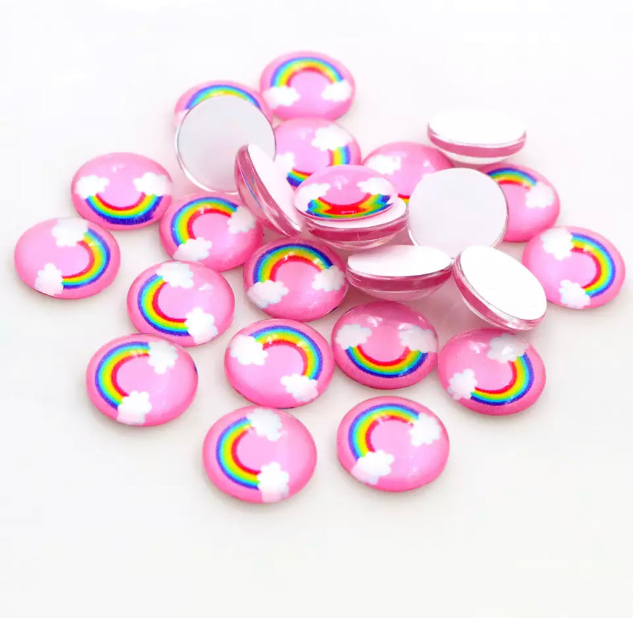12mm Cabochons, in rainbow print
