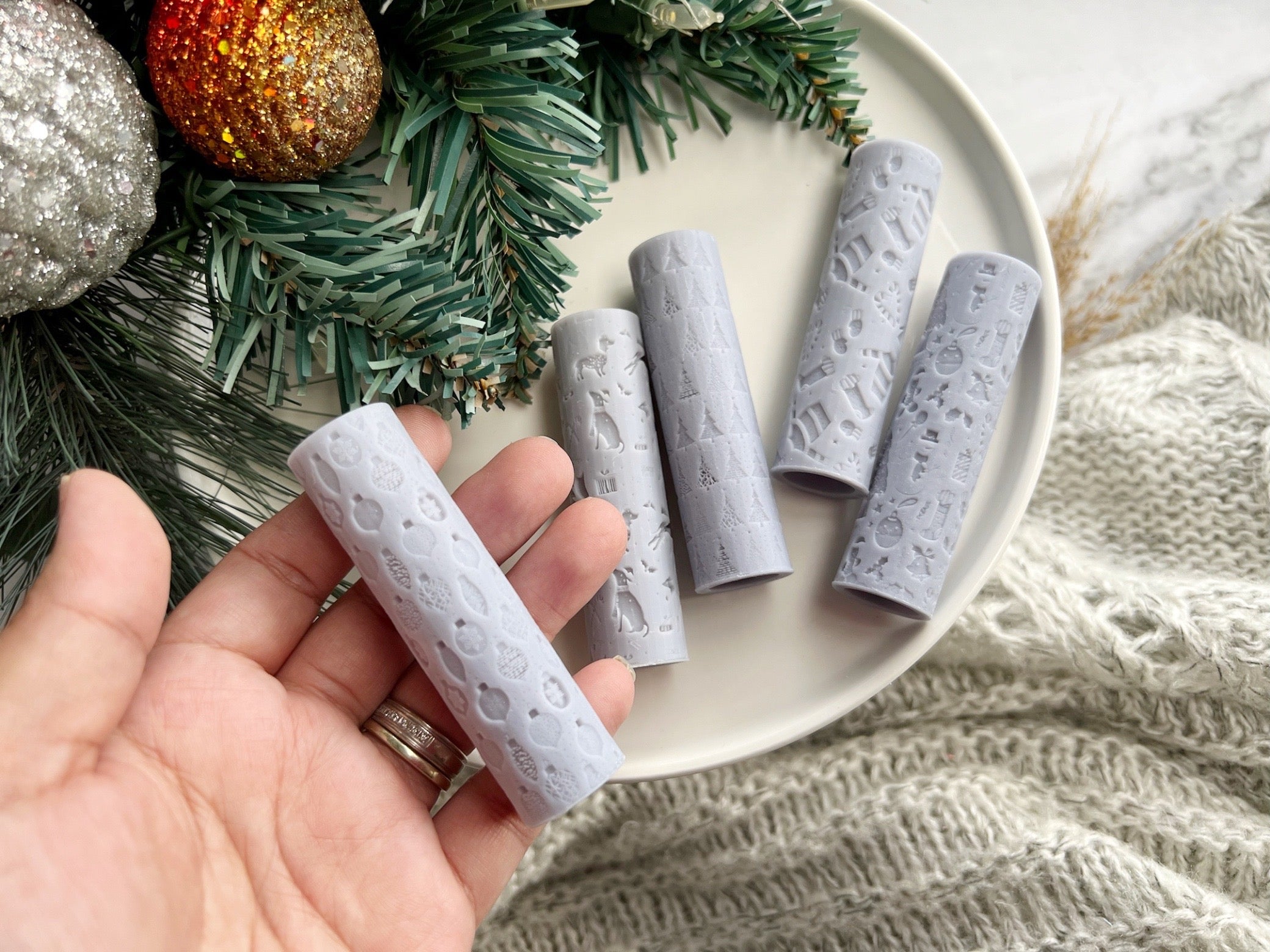 Christmas Print Texture Roller • Polymer Clay Roller