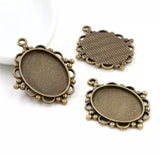 2pcs, 18x25mm Inner Size  Classic Style Cameo Cabochon Base Setting Charms Pendant necklace findings - choose your colour