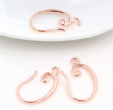 1 pair (2pcs), 27x18mm,  Lead Free and Nickel Free Copper Ear Hooks Earring Wires in Rose Gold